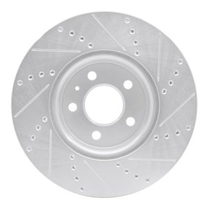 Audi A4 Quattro Brake Rotor (1) - Front Left - R1 Concepts - Drilled & Slotted - Silver - `08-`25
